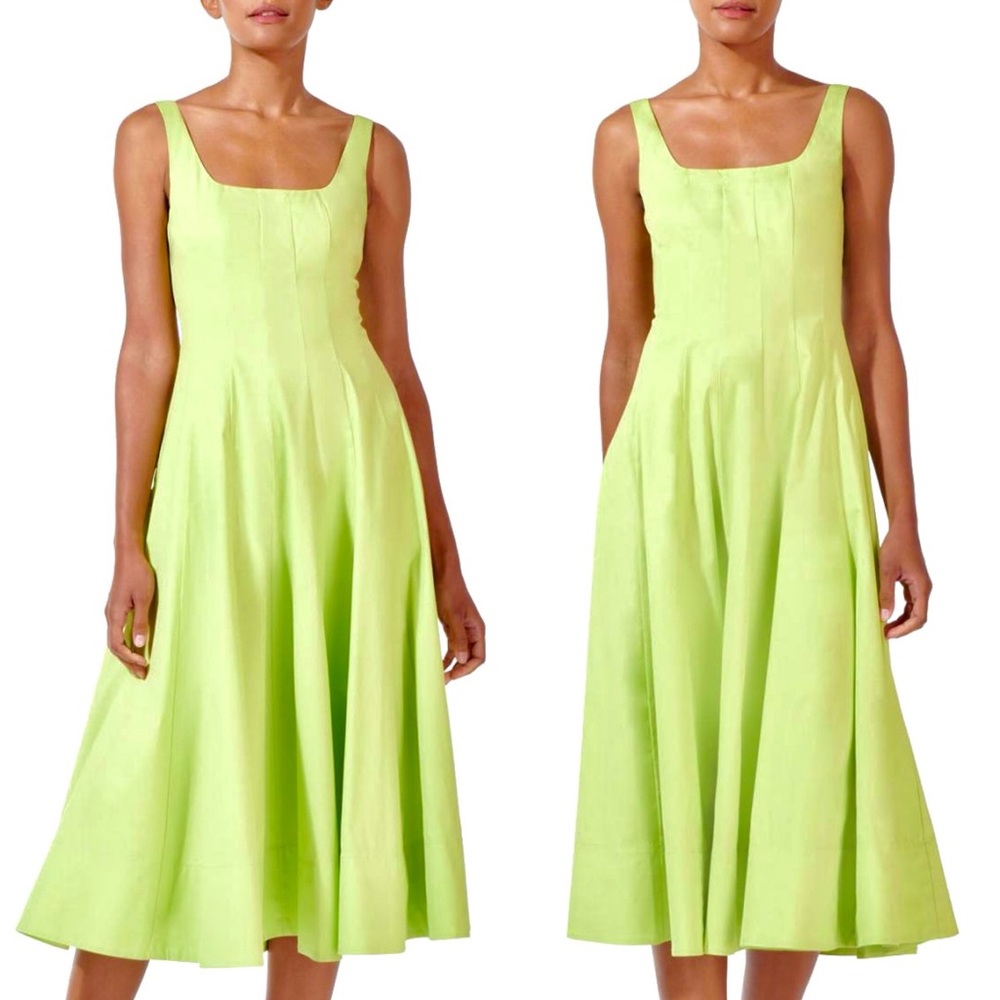 🌺🎉HP🎉🌺 NWT Staud Wells Midi Dress Lime - Picture 4 of 16